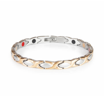 Drops - Negative Ion Bracelet, Polished Rose Gold and Stainless Steel